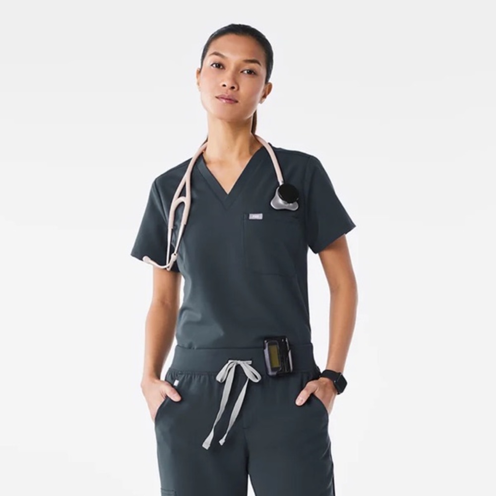 FIGS Womens Dark Harbor Catarina- One pocket Scrub Top- XS